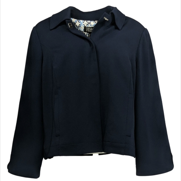 New Dennis Basso Luxury Crepe Navy Bracelet Jacket Size 18W - Picture 4 of 14